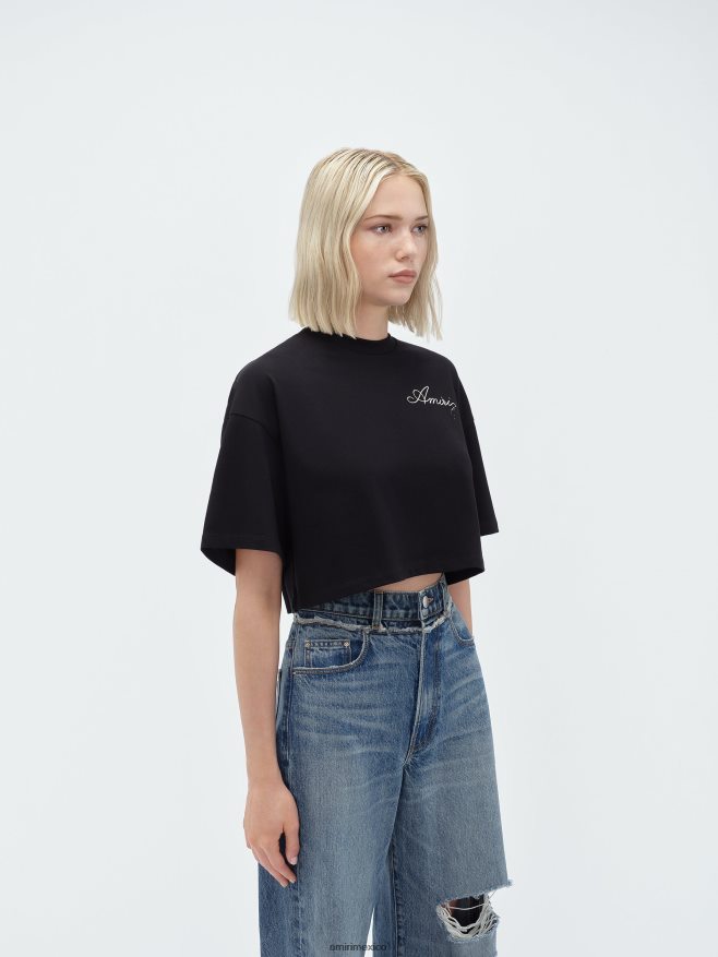 AMIRI mujer negro camiseta corta champán 6TLR20243