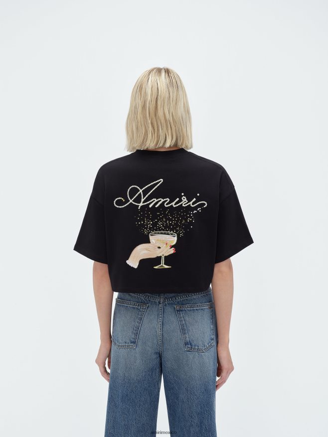 AMIRI mujer negro camiseta corta champán 6TLR20243
