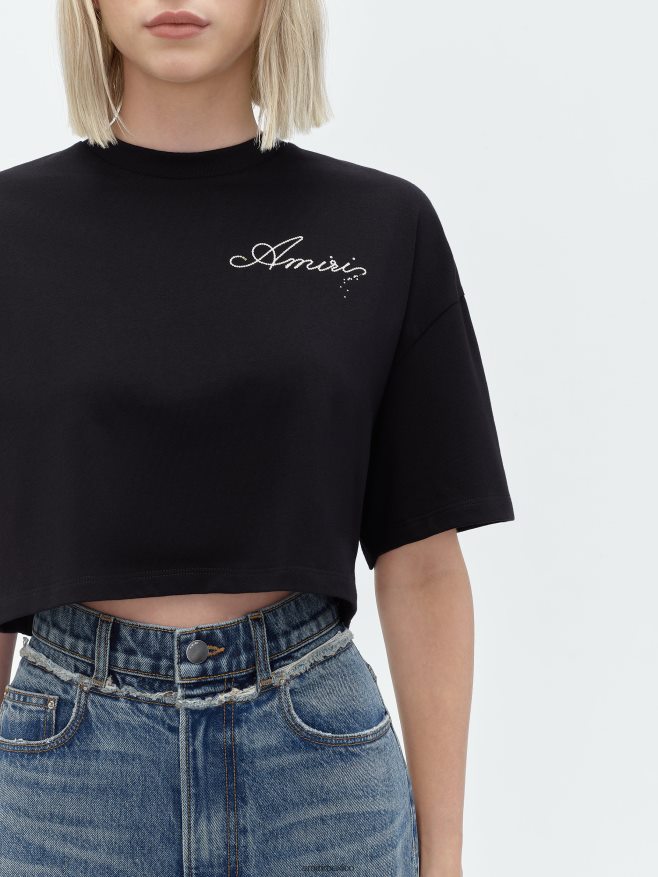 AMIRI mujer negro camiseta corta champán 6TLR20243