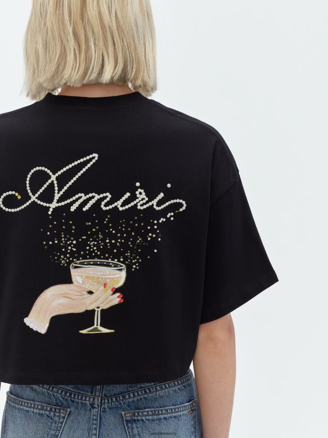 AMIRI mujer negro camiseta corta champán 6TLR20243