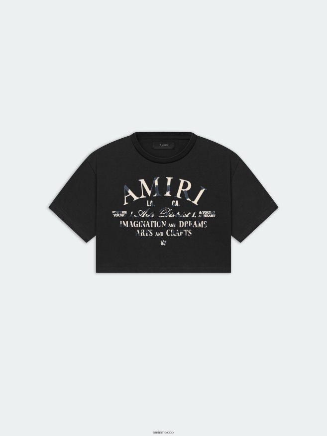 AMIRI mujer negro camiseta desgastada del distrito de las artes 6TLR20245