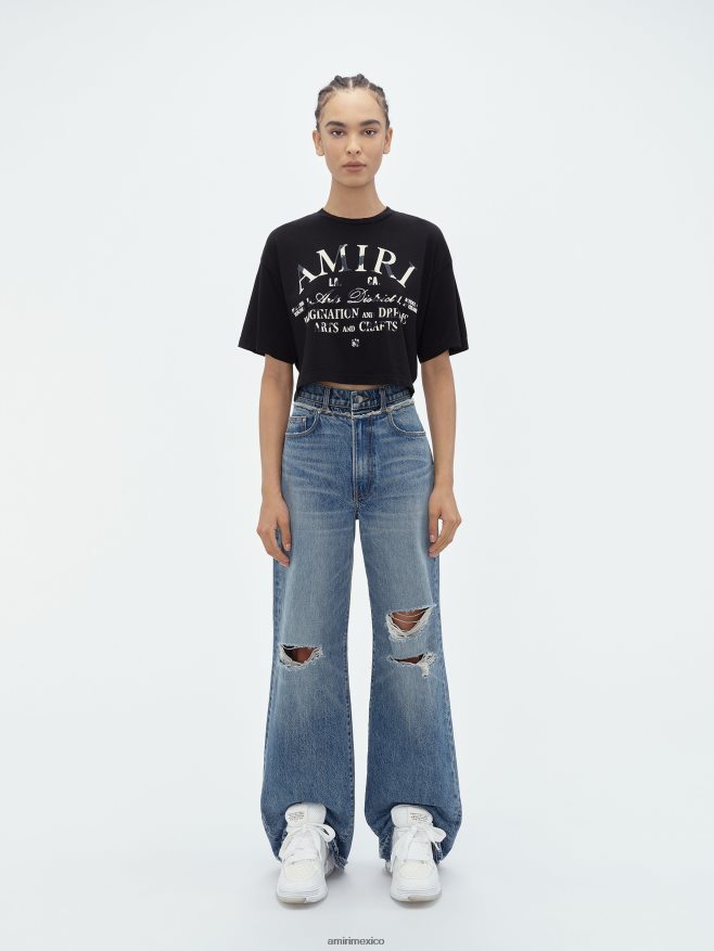 AMIRI mujer negro camiseta desgastada del distrito de las artes 6TLR20245