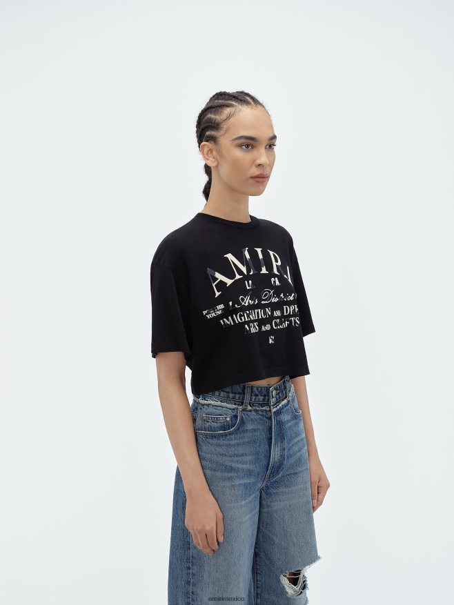 AMIRI mujer negro camiseta desgastada del distrito de las artes 6TLR20245