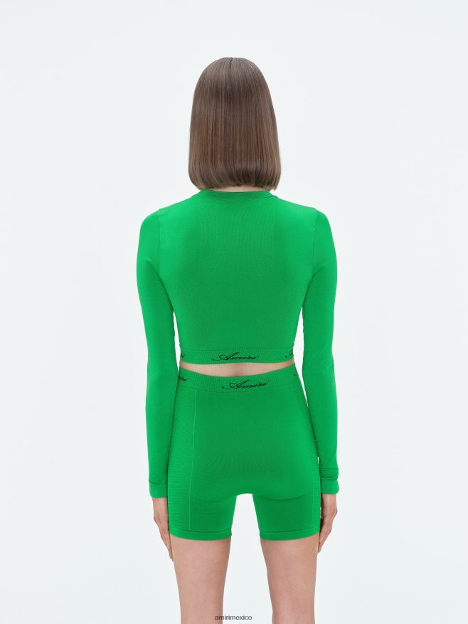 AMIRI mujer helecho verde top con cuello alto sin costuras 6TLR20273