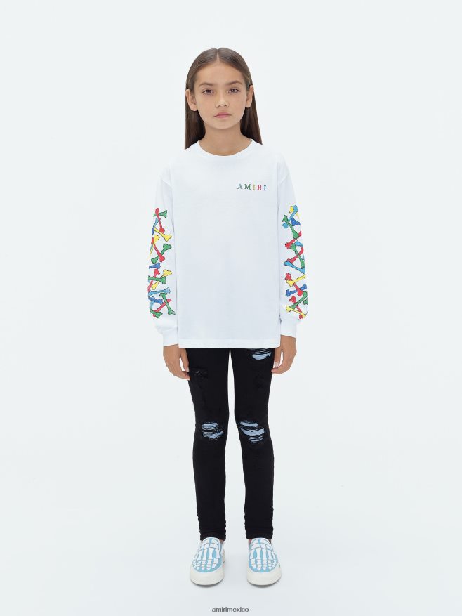AMIRI niños blanco camiseta de manga larga con garabatos de huesos de marca 6TLR20335