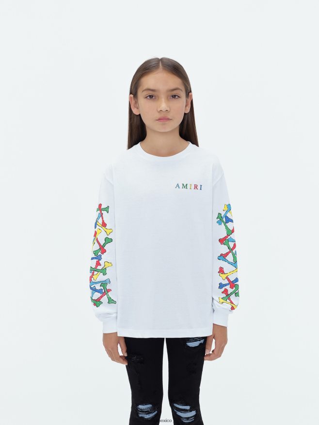 AMIRI niños blanco camiseta de manga larga con garabatos de huesos de marca 6TLR20335