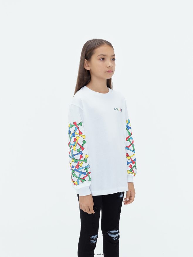 AMIRI niños blanco camiseta de manga larga con garabatos de huesos de marca 6TLR20335