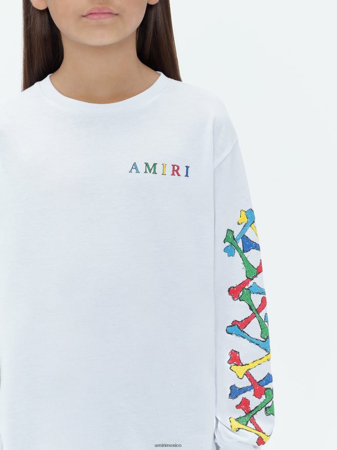 AMIRI niños blanco camiseta de manga larga con garabatos de huesos de marca 6TLR20335