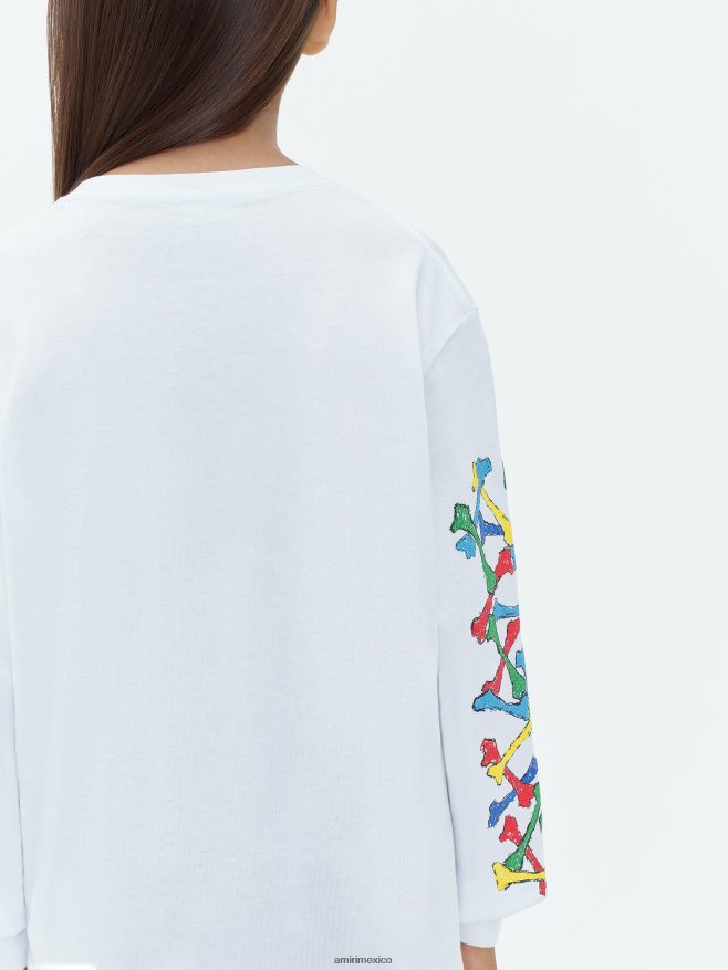 AMIRI niños blanco camiseta de manga larga con garabatos de huesos de marca 6TLR20335