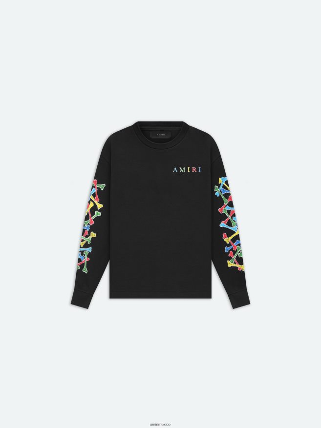 AMIRI niños negro camiseta de manga larga con garabatos de huesos de marca 6TLR20336