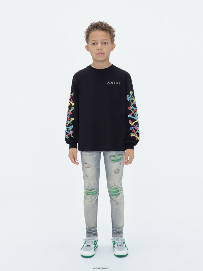 AMIRI niños negro camiseta de manga larga con garabatos de huesos de marca 6TLR20336