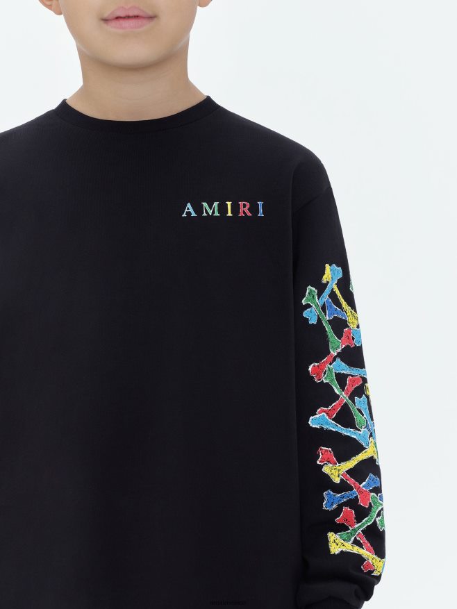AMIRI niños negro camiseta de manga larga con garabatos de huesos de marca 6TLR20336