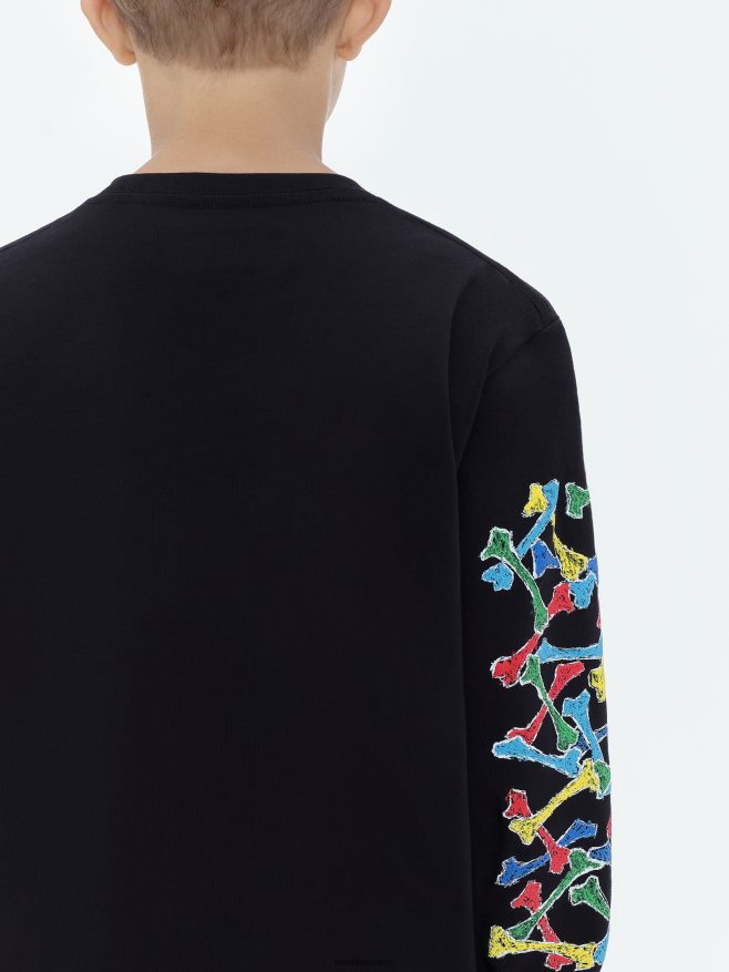 AMIRI niños negro camiseta de manga larga con garabatos de huesos de marca 6TLR20336