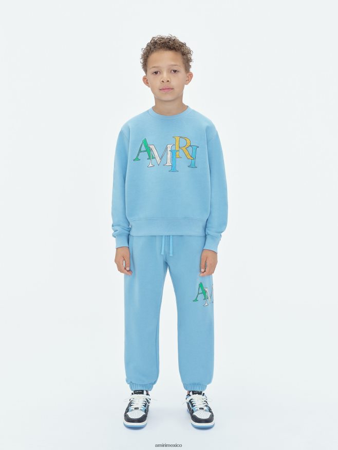 AMIRI niños aire azul pantalones deportivos con garabatos escalonados de la marca 6TLR20365