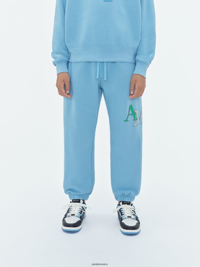 AMIRI niños aire azul pantalones deportivos con garabatos escalonados de la marca 6TLR20365