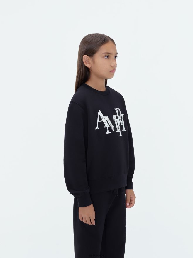 AMIRI niños negro cuello redondo con garabatos escalonados de la marca 6TLR20351